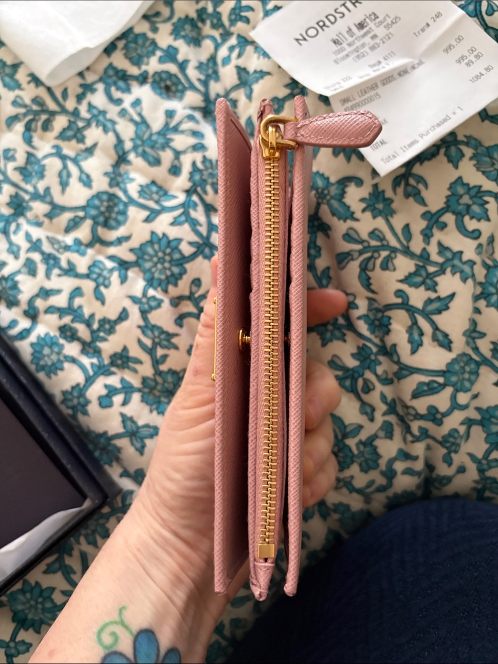 Prada Pink Saffiano Zip-Around Wallet with Gold Logo - Picture 13 of 13